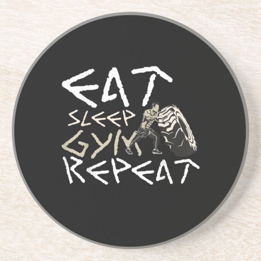 Dessous De Verre En Grès Quota Eat Sleep Gym Repeat Funny (Devant)