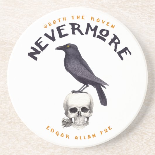 Dessous De Verre En Grès Quoth Raven plus jamais - Edgar Allan Poe (Devant)