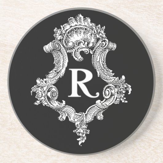Dessous De Verre En Grès R Monogramme initial (Devant)