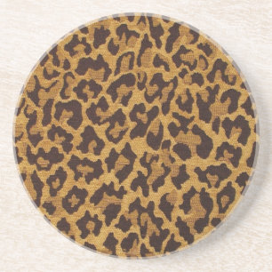 Dessous De Verre En Grès RAB Rockabilly Imprimé Léopard Marron Or
