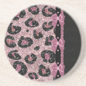 Dessous De Verre En Grès RAB Rockabilly Pink Leopard Ribbon Bows (Devant)