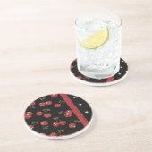 Dessous De Verre En Grès RAB Rockabilly Très Cerises Noires (Côté)