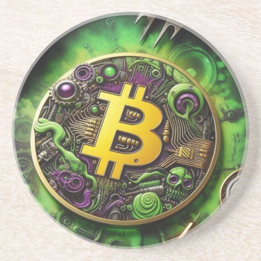 Dessous de verre en grès radioactif Bitcoin (Devant)