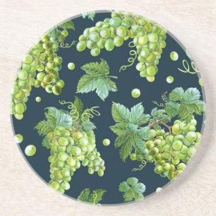 Dessous De Verre En Grès Raisin vert : Aquarelle Motif foncé