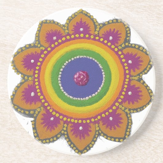 Dessous De Verre En Grès "Rangoli vibrant" (Devant)