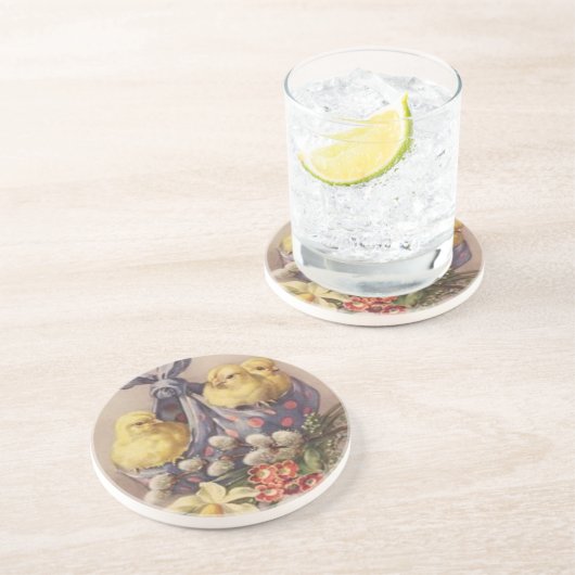 Dessous De Verre En Grès Rassemblement des poussins de Pâques (Côté)