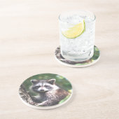 Dessous De Verre En Grès Raton laveur mignon et forêt (Côté)