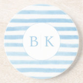 Dessous de verre en grès rayé bleu Monogramme pers (Devant)