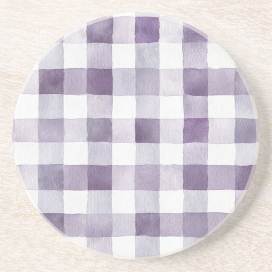 Dessous De Verre En Grès Rayures à Carreaux Violettes et Blanches (Devant)