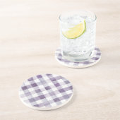 Dessous De Verre En Grès Rayures à Carreaux Violettes et Blanches (Côté)