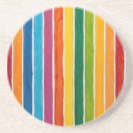 Dessous De Verre En Grès Rayures arc-en-ciel radieuses (Devant)