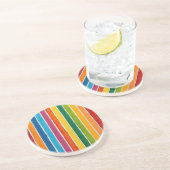 Dessous De Verre En Grès Rayures arc-en-ciel radieuses (Côté)