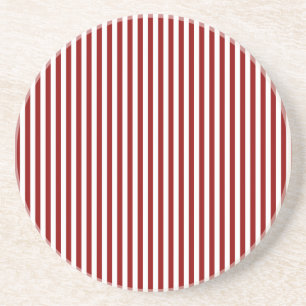 Dessous De Verre En Grès Rayures - blanches et rouge foncé