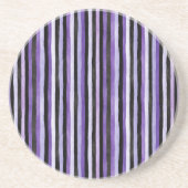 Dessous De Verre En Grès Rayures blanches noires violettes (Devant)