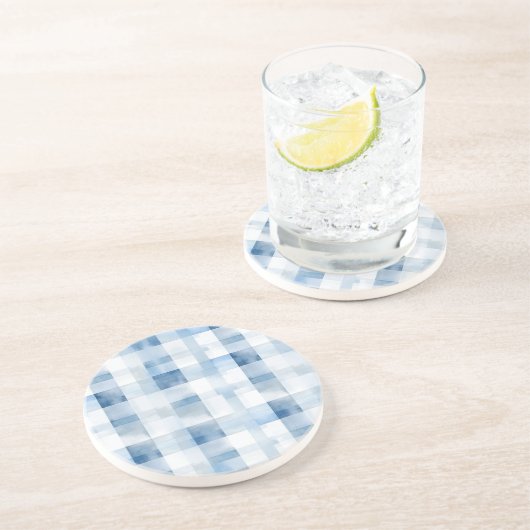 Dessous De Verre En Grès Rayures Bleu Blanc (Côté)