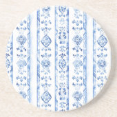 Dessous De Verre En Grès Rayures bleues rustiques siciliennes italiennes (Devant)