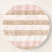 Dessous De Verre En Grès Rayures Crème Beige Rose (Devant)
