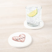 Dessous De Verre En Grès Rayures de crème rose cœur (Côté)