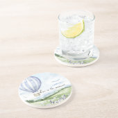 Dessous De Verre En Grès Rayures de lavande Ballon Floral Shower de mariage (Côté)