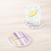 Dessous De Verre En Grès Rayures d'iris à la crème violette (Côté)