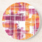 Dessous De Verre En Grès Rayures écossaises violettes orange groovy (Devant)