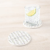 Dessous De Verre En Grès Rayures Florales Blanc Lavande (Côté)