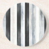 Dessous De Verre En Grès Rayures Noir Gris Blanc (Devant)