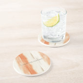 Dessous De Verre En Grès Rayures orange pêche crème (Côté)