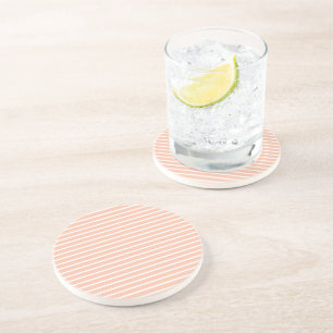 Dessous De Verre En Grès Rayures pêche et blanc