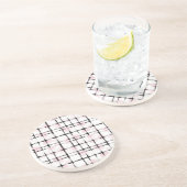 Dessous De Verre En Grès Rayures Rose Blanc Noir (Côté)