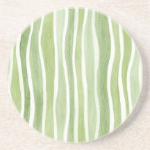 Rayures vert lime ondulées crème