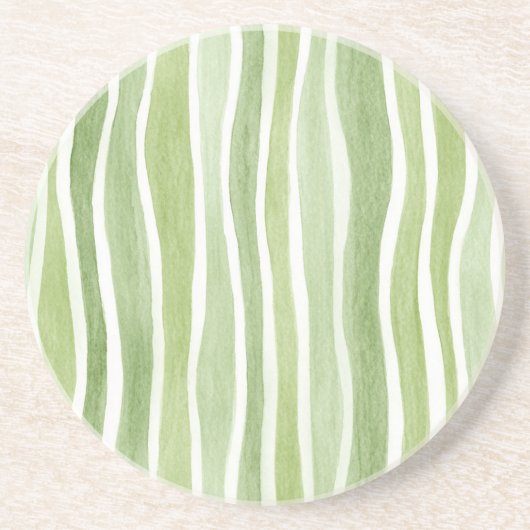 Dessous De Verre En Grès Rayures vert lime ondulées crème (Devant)