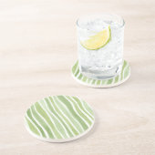Dessous De Verre En Grès Rayures vert lime ondulées crème (Côté)