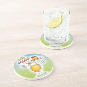 DESSOUS DE VERRE EN GRÈS RECETTE DE PINA COLADA COCKTAIL ART