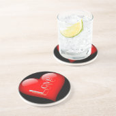 Dessous De Verre En Grès Red Heart Attractive Parisian Love Mariage (Côté)