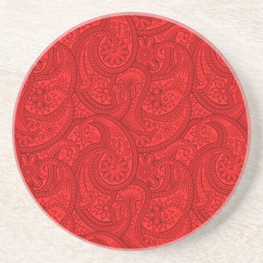Dessous De Verre En Grès Red Paisley (Devant)
