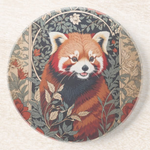 Dessous De Verre En Grès Red Panda Elegant William Morris Inspiré Floral