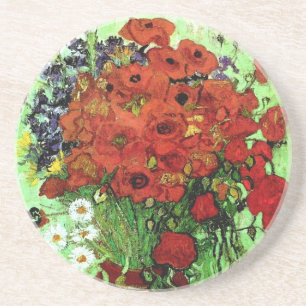 Dessous De Verre En Grès Red Poppies & Daisies Van Gogh Art