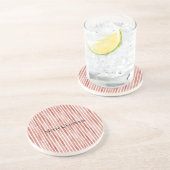 Dessous De Verre En Grès Red White Stripes Christmas (Côté)