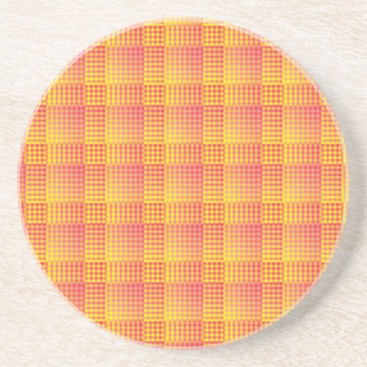 Dessous De Verre En Grès Red Yellow Checker Abstract Pattern (Devant)