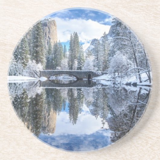 Dessous De Verre En Grès Réflexion d'hiver chez Yosemite (Devant)
