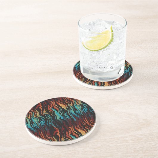 Dessous De Verre En Grès Regard dans l'abstrait du feu (Côté)