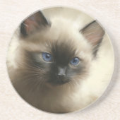 Dessous De Verre En Grès Regard D'Innocence Siamese Kitten Portrait (Devant)