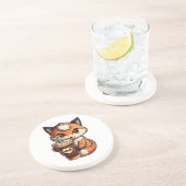 Dessous De Verre En Grès Renard avec une tasse (Côté)