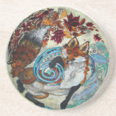 Dessous De Verre En Grès Renard spiral d'automne (Devant)