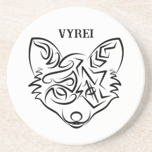 Dessous De Verre En Grès Renard tribal noir et blanc