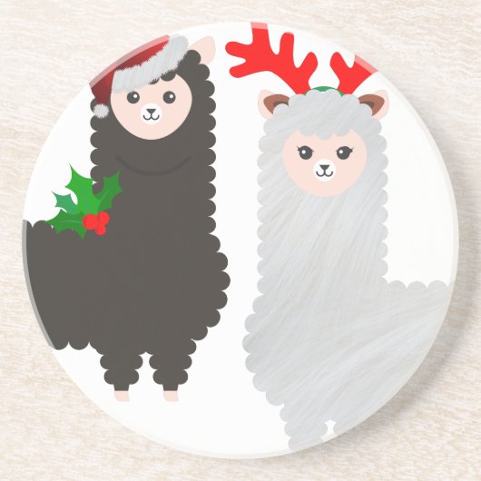 Dessous De Verre En Grès rennes de noël alpacas (Devant)