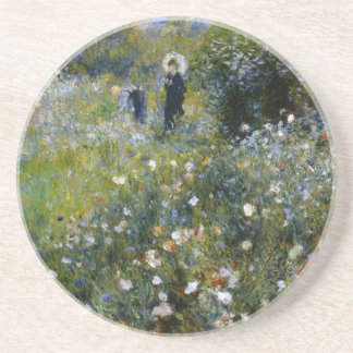 Dessous De Verre En Grès Renoir femme avec parasol dans le jardin