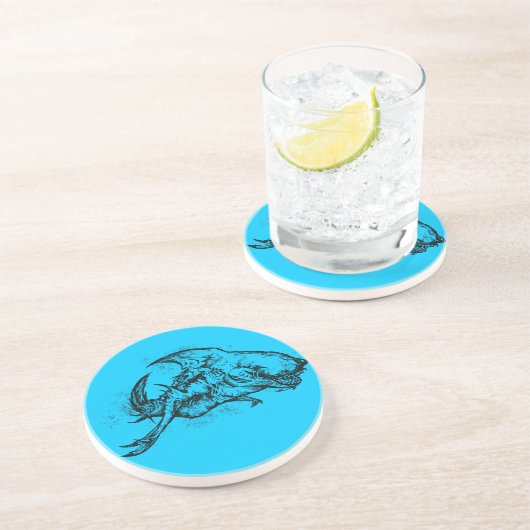 Dessous De Verre En Grès Requin malin en noir (Côté)