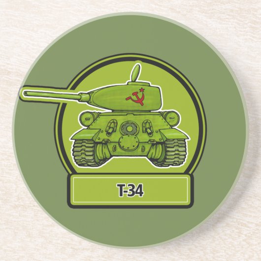 Dessous De Verre En Grès Réservoir russe des militaires T34 (Devant)